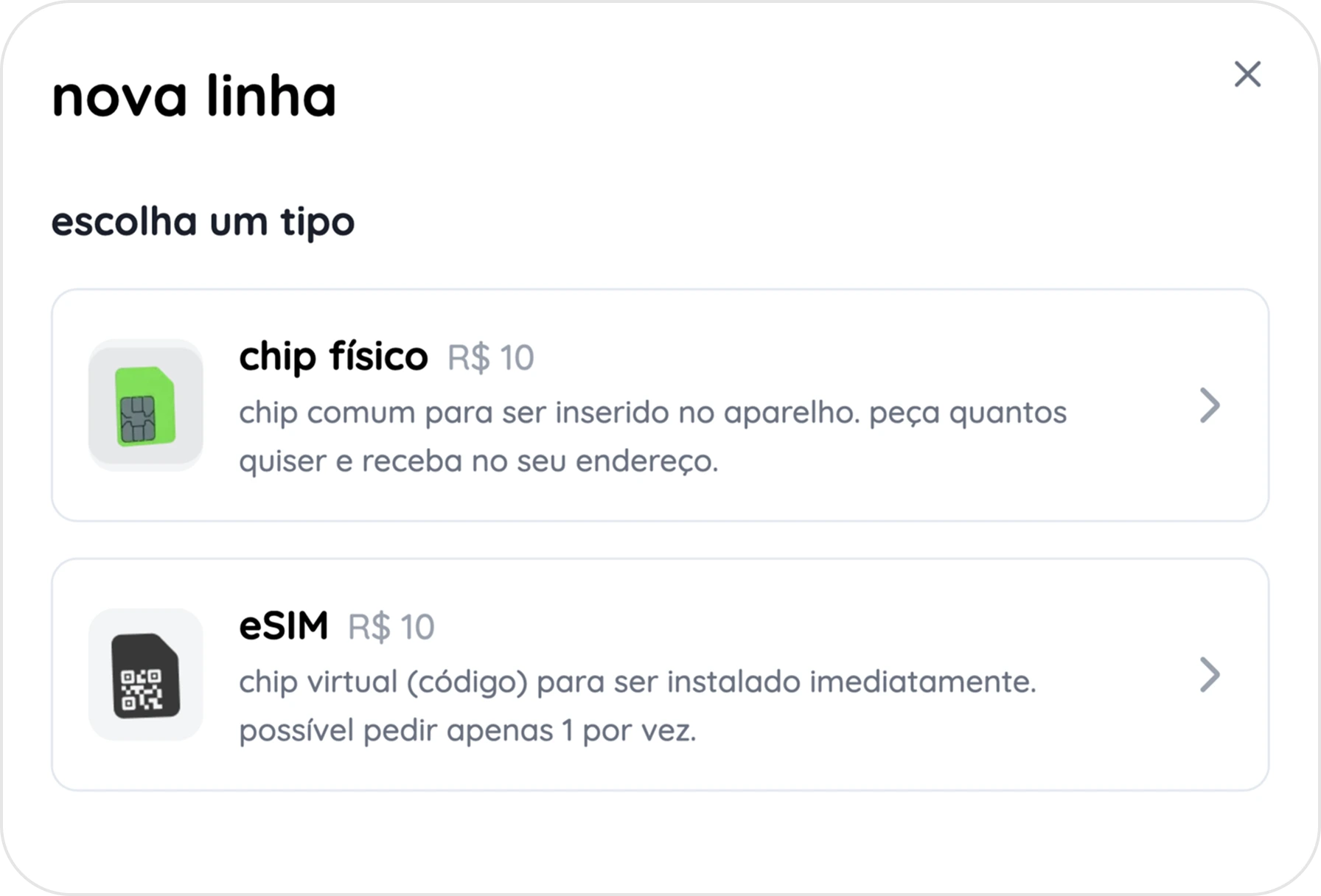fluxo de compra de nova linha 1